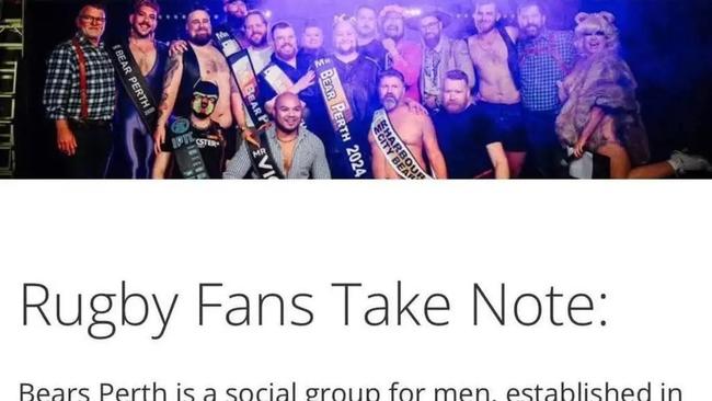 Bears Perth put out a notice to interstate rugby league fans that they were not the NRL’s new Perth Bears team. Picture: Facebook