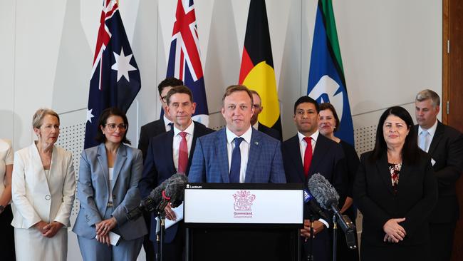 Queensland Premier Steven Miles presents his new cabinet after getting elected as Labor leader. Picture: NCA NewsWire/Tertius Pickard