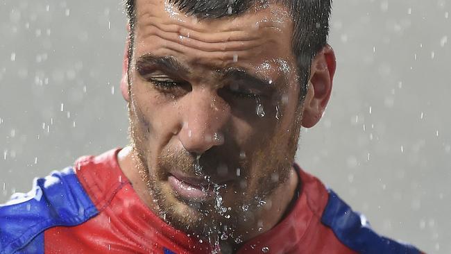 GOLD COAST, AUSTRALIA - MARCH 06: Jarrod Mullen of the Knights looks on during the round one NRL match between the Gold Coast Titans and the Newcastle Knights at Cbus Super Stadium on March 6, 2016 on the Gold Coast, Australia. (Photo by Matt Roberts/Getty Images)