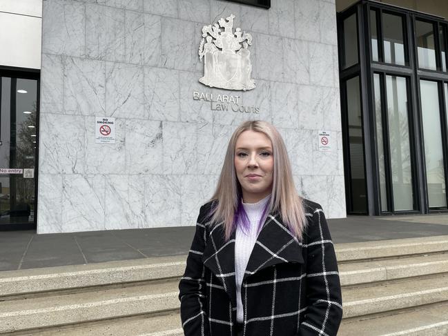 Zoe Buhler outside Ballarat Magistrates Court following her hearing on Tuesday.