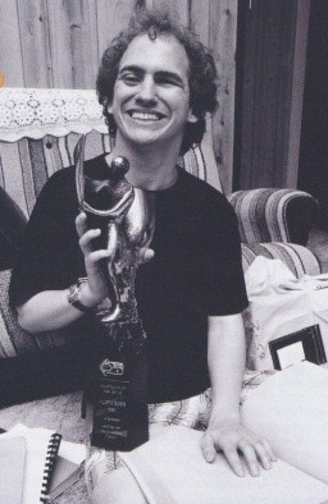 Brenden Borellini became the first deaf and blind student in Australia to be integrated into a standard high school curriculum. Here he is pictured with the Young Australian of the Year Award in 1989, then in his early 20s. Picture: Australian of the Year Awards