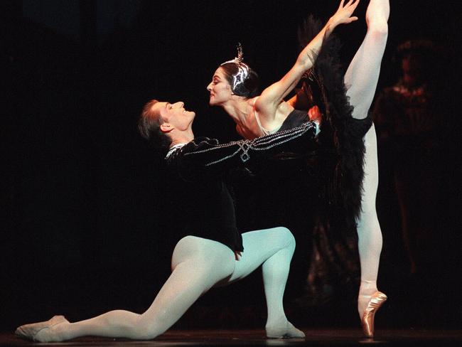 An Australian Ballet dress rehearsal: Miranda Coney as The Black Swan and David McAllister as Prince Siegfried.