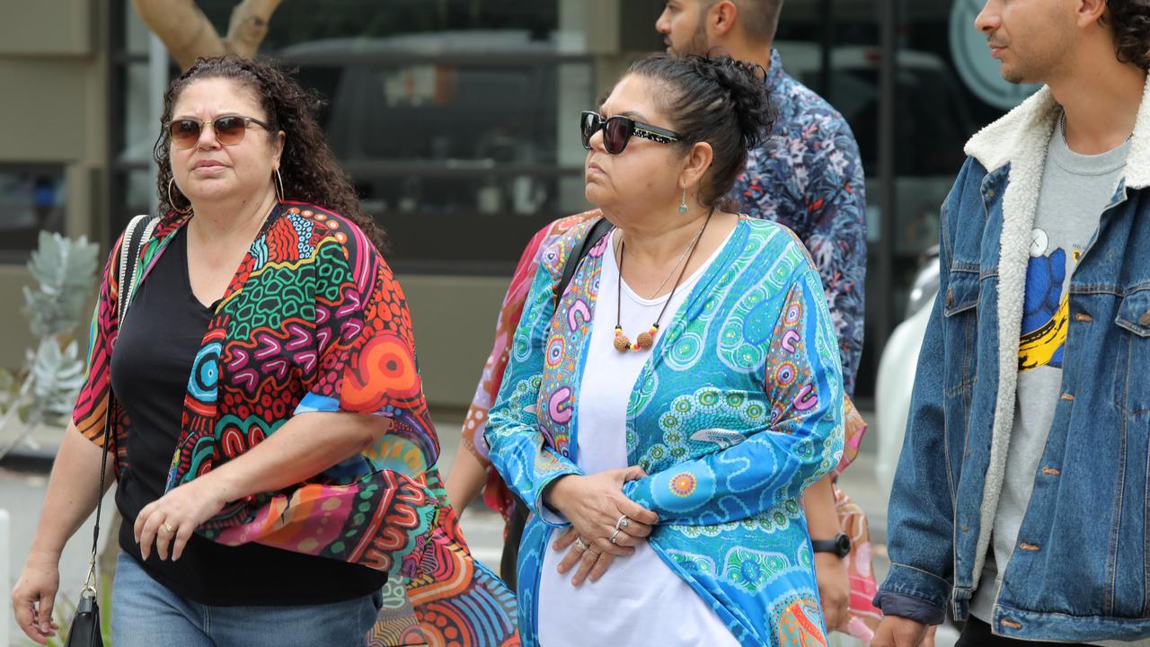 Cassius Turvey’s mother, Mechelle Turvey, and her supporters outside court. Picture: NewsWire/Philip Gostelow