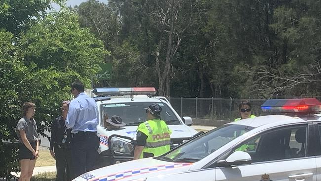 A young female connected to Extinction Rebellion was also detained by police and her belongings searched. Picture: Risa Utama