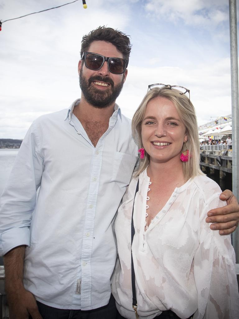 Hamish Wood and Darcy Sutton at day 5 of the Taste of Tasmania. Picture: LUKE BOWDEN