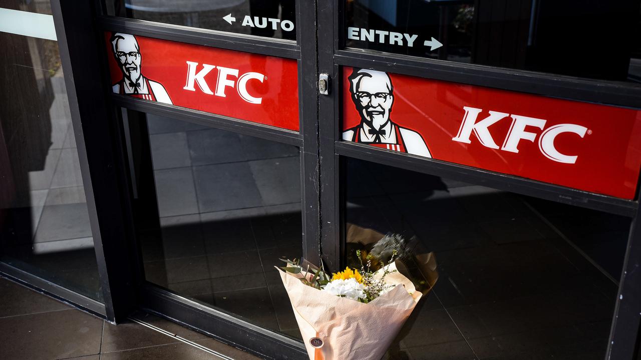 Flowers at the KFC restaurant at Punchbowl commemorate Osama. Picture: Flavio Brancaleone / NCA NewsWire
