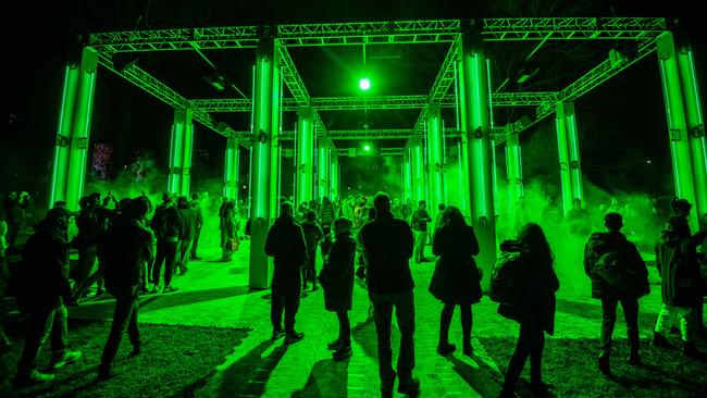 Melbourne’s winter White Night event drew thousands of people. Picture: Jason Edwards