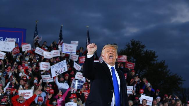 US President Donald Trump gestures during a campaign rally at Pickaway Agriculture and Event Center in Circleville, Ohio on October 24. Picture: AFP