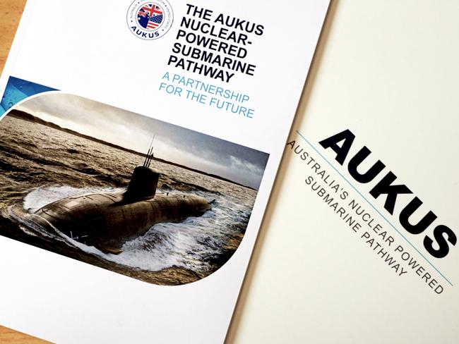 SYDNEY AUSTRALIA - NCA NewsWire Photos MARCH 22, 2023: Editorial generic stock image of the public dossier made available following the AUKUS nuclear submarine agreement between Australian, the US and UK. Picture: NCA NewsWire / Nicholas Eagar