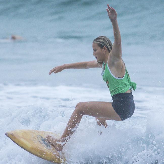 Early Saturday heats of The Burleigh Heads Boardriders Single Fin Festival. Picture: Glenn Campbell