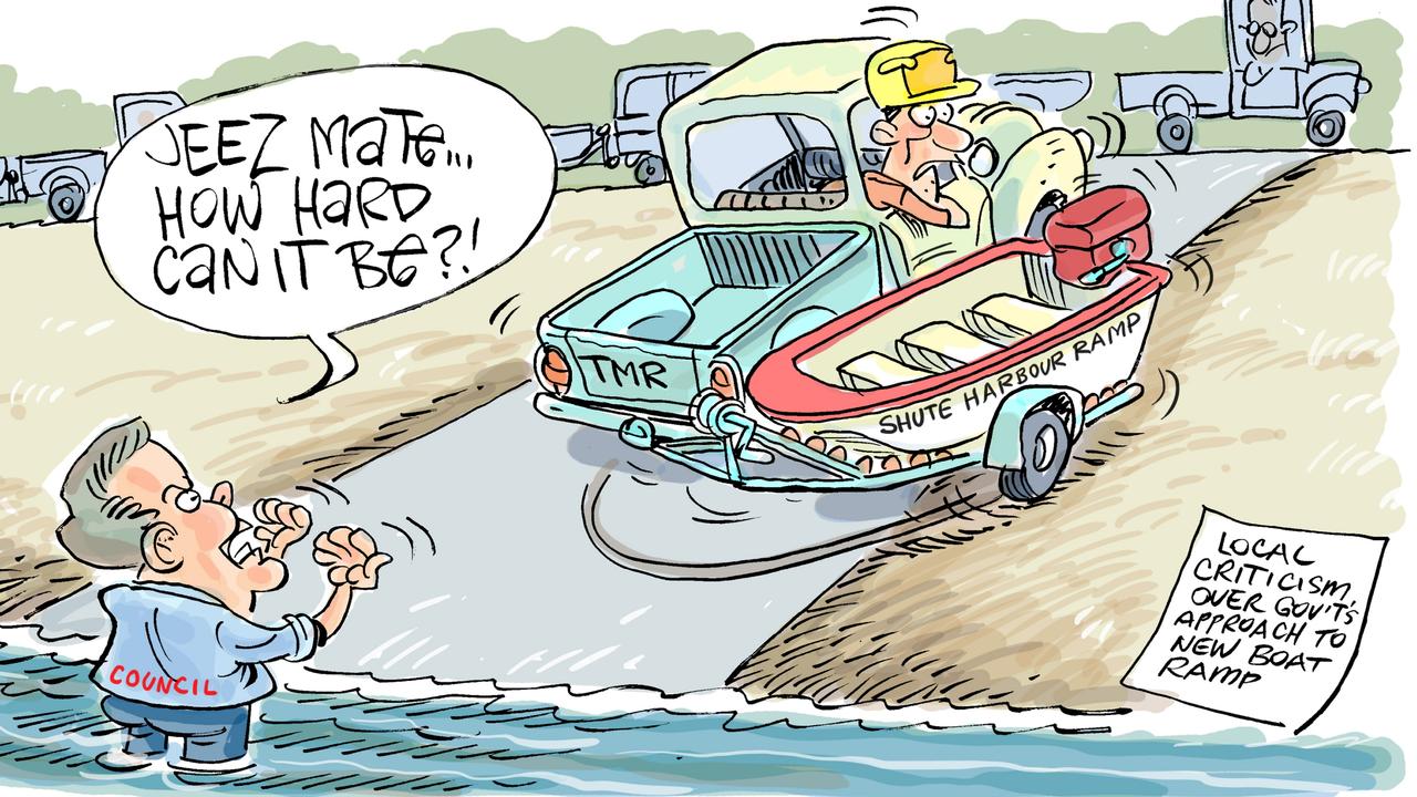 Cartoonist Harry Bruce's take on the boat ramp bust up. Today's cartoon has been brought to you by Dawson MP George Christensen. George is a proud supporter of free speech and the ability of our cartoonists to take the mickey out of the political class.