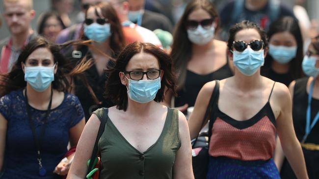 The smoke has turned Sydney into a city of mask wearers. Picture: Don Arnold