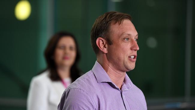 Queensland Deputy Premier Steven Miles speaks during a visit to the Royal Brisbane and Women's Hospital (RBWH), as Premier Annastacia Palaszczuk campaigns for her re-election. Picture: NCA NewsWire / Dan Peled