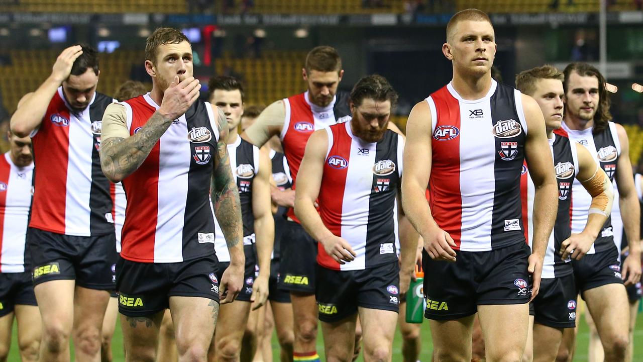 St Kilda leaves the ground after their loss to Sydney. (Photo by Scott Barbour/AFL Media/Getty Images)