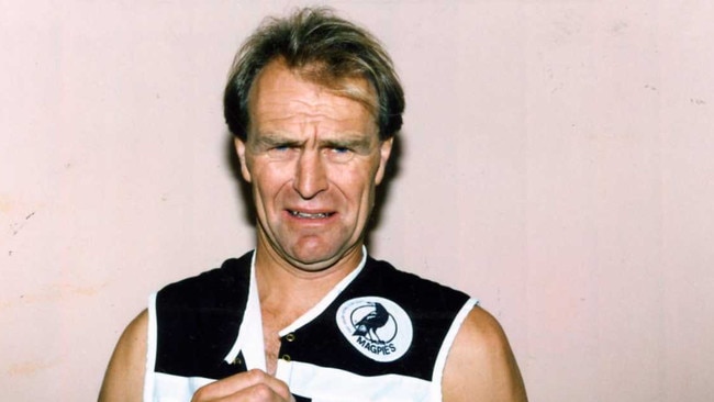 Graham Cornes donned the Port Adelaide Magpies guernsey for Veterans’ Health Week in 1993, despite his deep-seated rivalry with the club during his playing days with Glenelg.