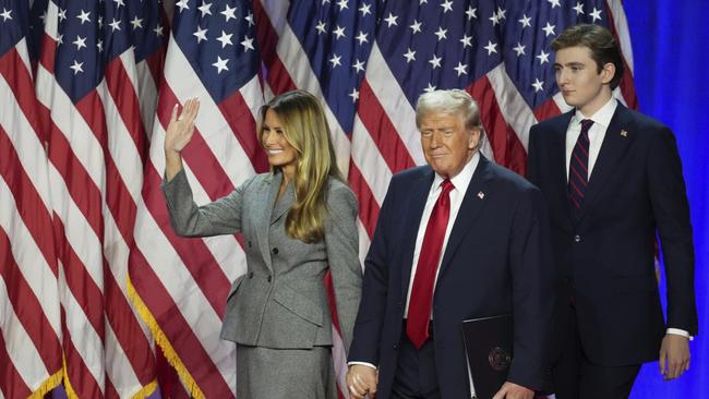 Donald Trump has had a native to guide him through the manosphere: his 18-year-old, 6-foot-9-inch son Barron, a freshman at New York University. Picture: AFP