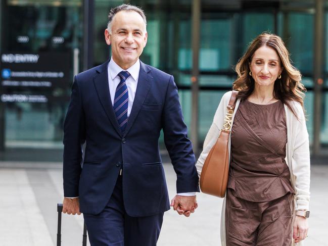 John Pesutto leaves court with his wife Betty. Picture: Aaron Francis