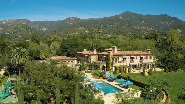 Outdoors, the mansion features a tennis court, pool and meditation hut. Picture: Sotheby's International Realty