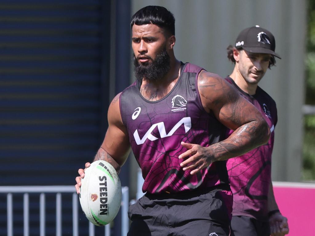 Brisbane Broncos first day of training for 2024. Payne Haas. Picture: Nigel Hallett