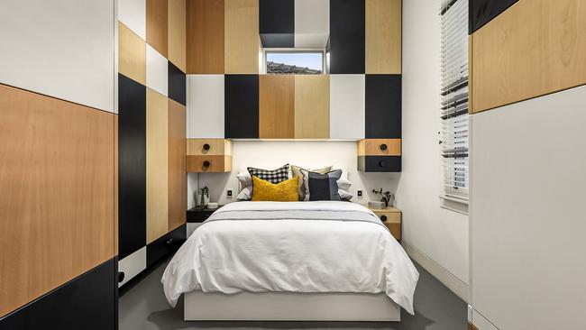 The built-in beds have hydraulic systems to store bulkier items beneath them.