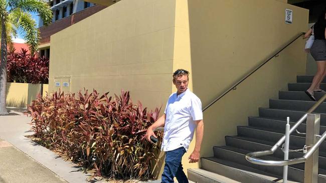 Jay Bradley Lawton leaves Mackay court house after pleading guilty to wilful exposure over a streaking incident during the Gold Coast Suns' pre-season clash against Western Bulldogs at Harrup Park. Picture: Janessa Ekert