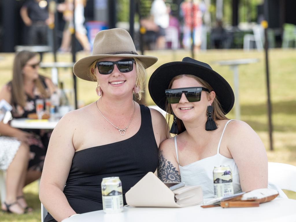 Tayla Larsson and Charlee Howes at the Bridge Toyota Ladies' Day. Picture: Floss Adams