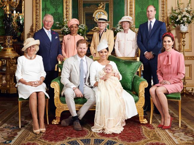 Archie’s christening in 2019 was a much more formal (and royal) affair. Picture: AFP