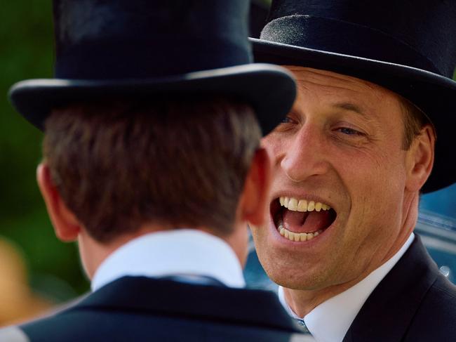 Britain's Prince William, Prince of Wales speaks with guests upon arrival on the second day of the Royal Ascot. Picture: Benjamin Cremel/AFP