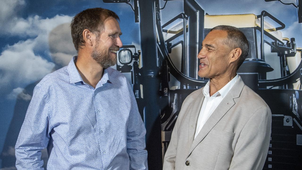 Australian cave divers Dr Richard Harris ( left ) and Dr Craig Challen. Tillys Legends at their Games Luncheon to help raise funds for the Darling Downs Health Mental Health Service.. Friday, March 12, 2021. Picture: Nev Madsen.