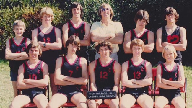 The school basketball team with Webster, then in Year 9, bottom right.