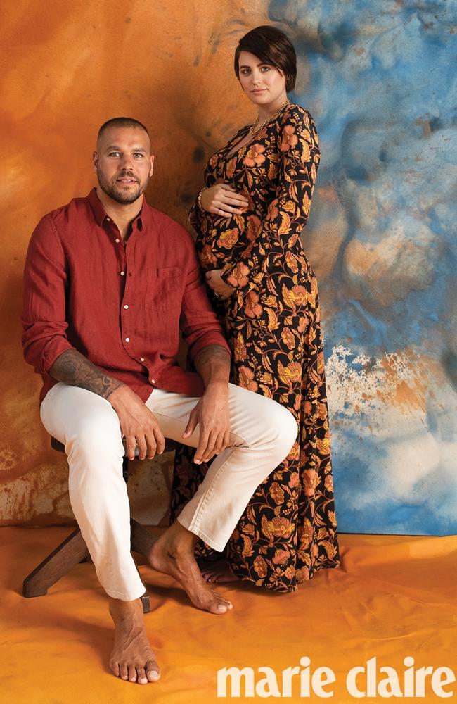 Buddy and Jesinta Franklin in the February 2020 issue of marieclaire, calling for indigenous constitutional reform. Picture: Hugh Stewart for marieclaire.