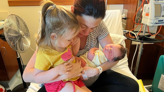 Jemma Jackson (pictured with her first born daughter Audrey) welcomed her miracle baby Harry thanks to Dr Lance Herron and Dr Ritu Rana. Picture: Jemma Jackson