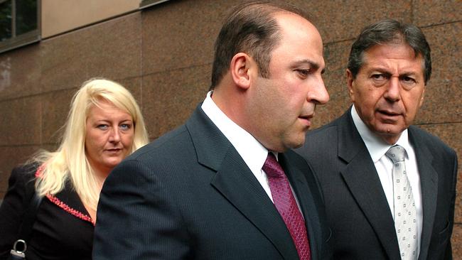 Gangland boss, Tony Mokbel with his legal team Nicola Gobbo (left) and Con Heliotis QC (right).