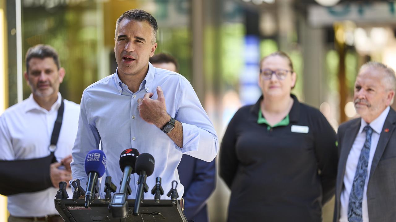 Premier Peter Malinauskas in Rundle Mall on Sunday. Picture: Matt Loxton