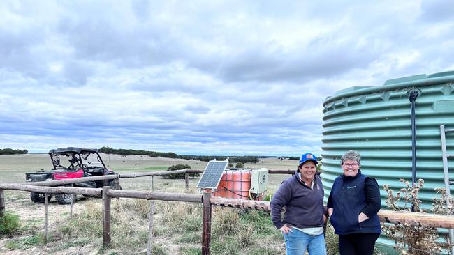 DIT AgTech researcher Vivienne McCollum (right) and South Australian farmer Penny Beckey.