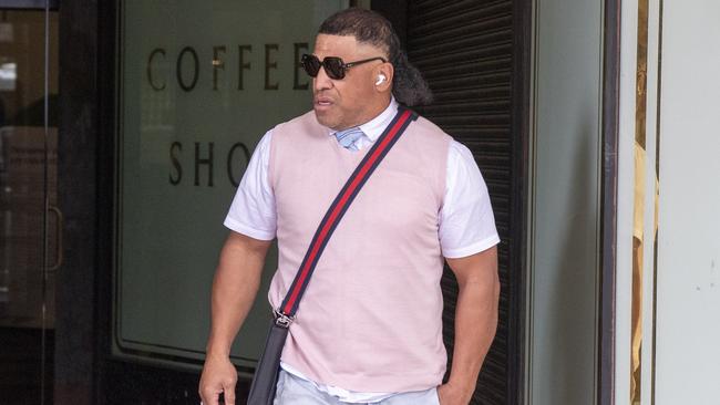 SYDNEY, AUSTRALIA - NewsWire Photos - SEPTEMBER 10, 2024: Ex-NRL Player, John Hopoate leaves Downing centre Court, Sydney after appealing his sentence for driving while disqualified during an alleged nasty road rage incident on Sydney Northern Beaches in January. Picture: NewsWire / Simon Bullard.