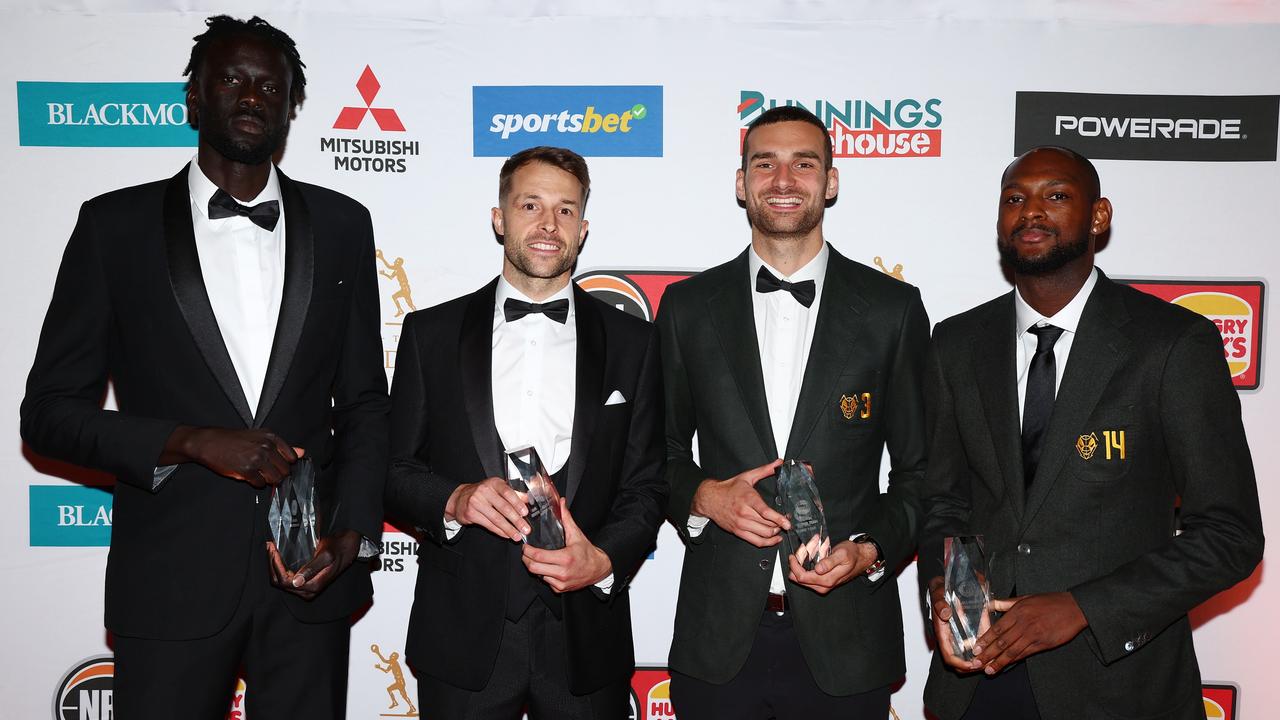 Nathan Sobey, pictured alongside fellow 2024 All-NBL Second Teamers Jo Lual-Acuil Jr, Jack McVeigh and Milton Doyle. Picture: Getty Images/NBL