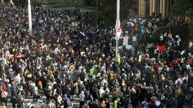 Protesters rally at Town Hall last weekend. Picture: Matrix