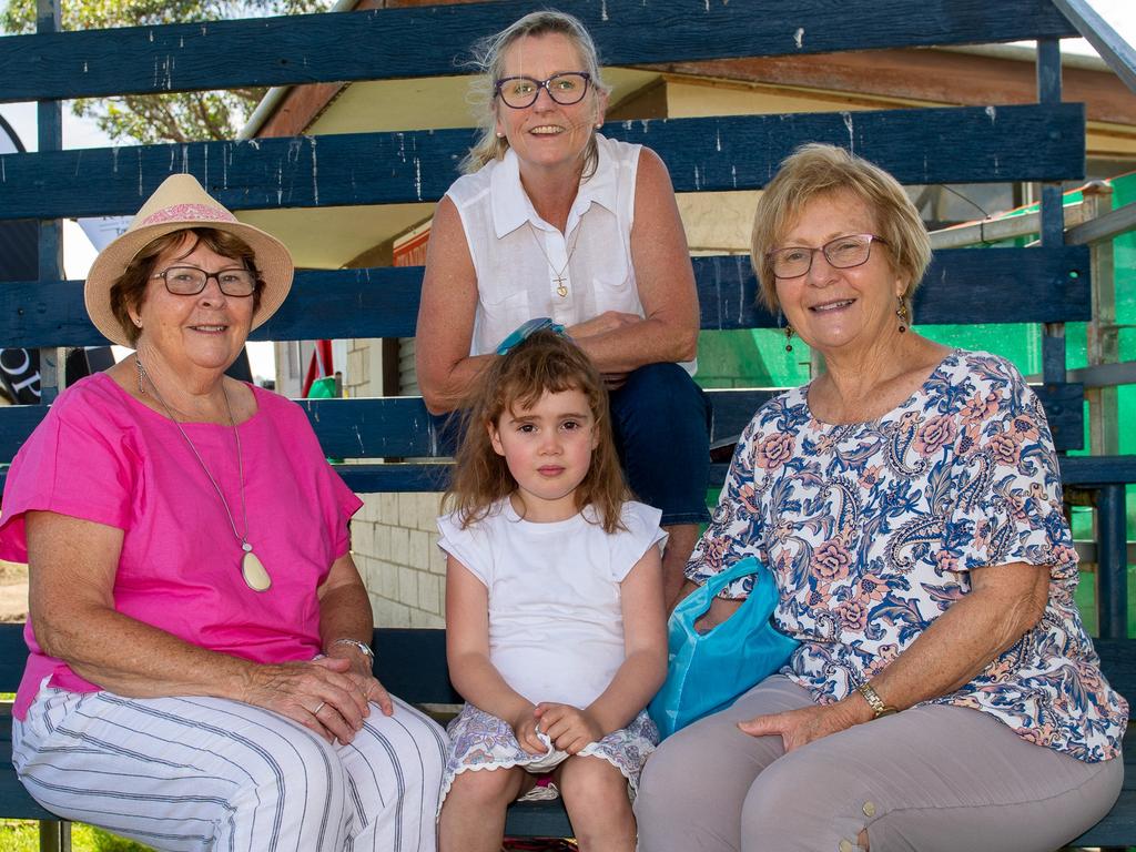 Vanessa Davis, Layla and Chris O'Neill and Jenny Doig watching the Horse trial events at the Kyogle Show. Picture: Cath Piltz