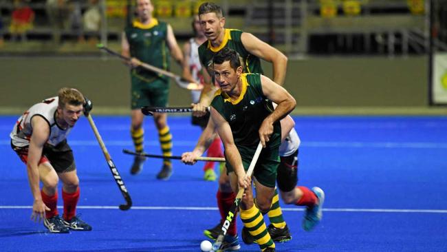 Rockhampton&#39;s hockey champion Jamie Dwyer in full flight. Picture: Allan Reinikka ROK050919ahockey2