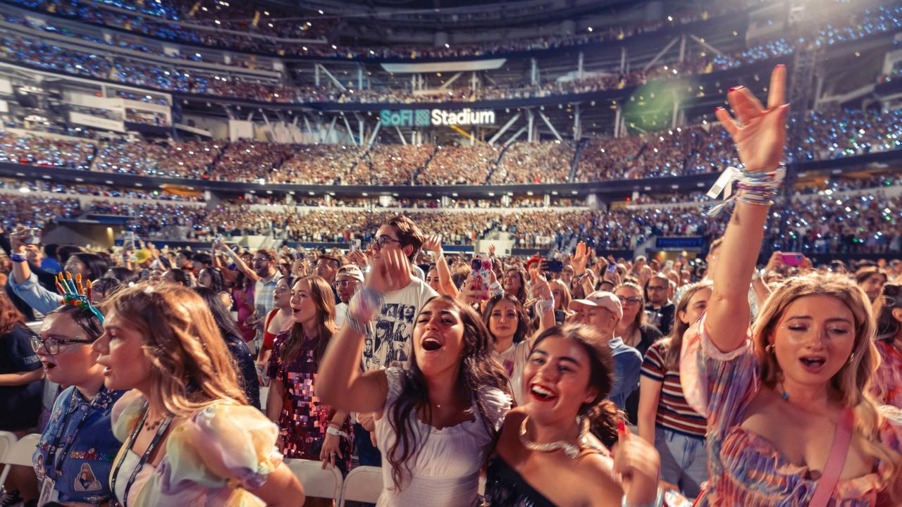 Fans at Taylor Swift's performance during The Eras Tour at SoFi Stadium in California.