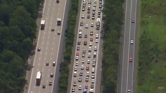 Traffic backed up on the M1 southbound on Thursday afternoon. Picture: 9GoldCoast