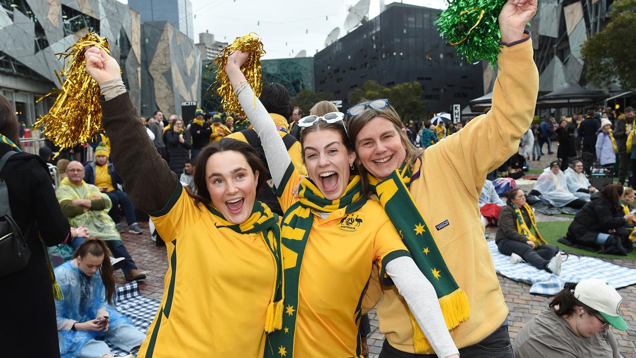 With the Matildas securing a place in the FIFA Women’s World Cup finals, there are growing calls for state and territory leaders to declare a public holiday. Picture: NCA NewsWire / Josie Hayden