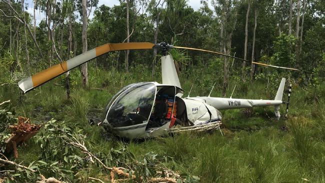 The crashed chopper, as shown in the ATSB report.