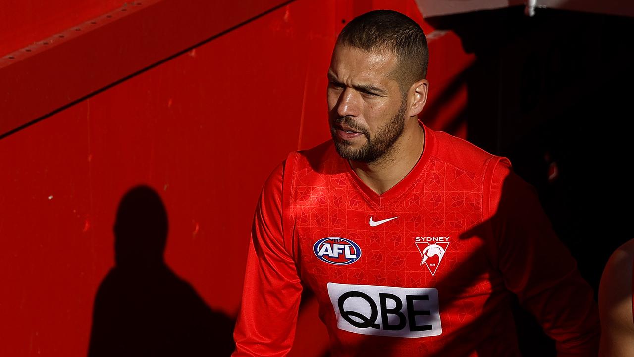 Lance Franklin makes his way out for Sydney Swans training. Picture: Phil Hillyard