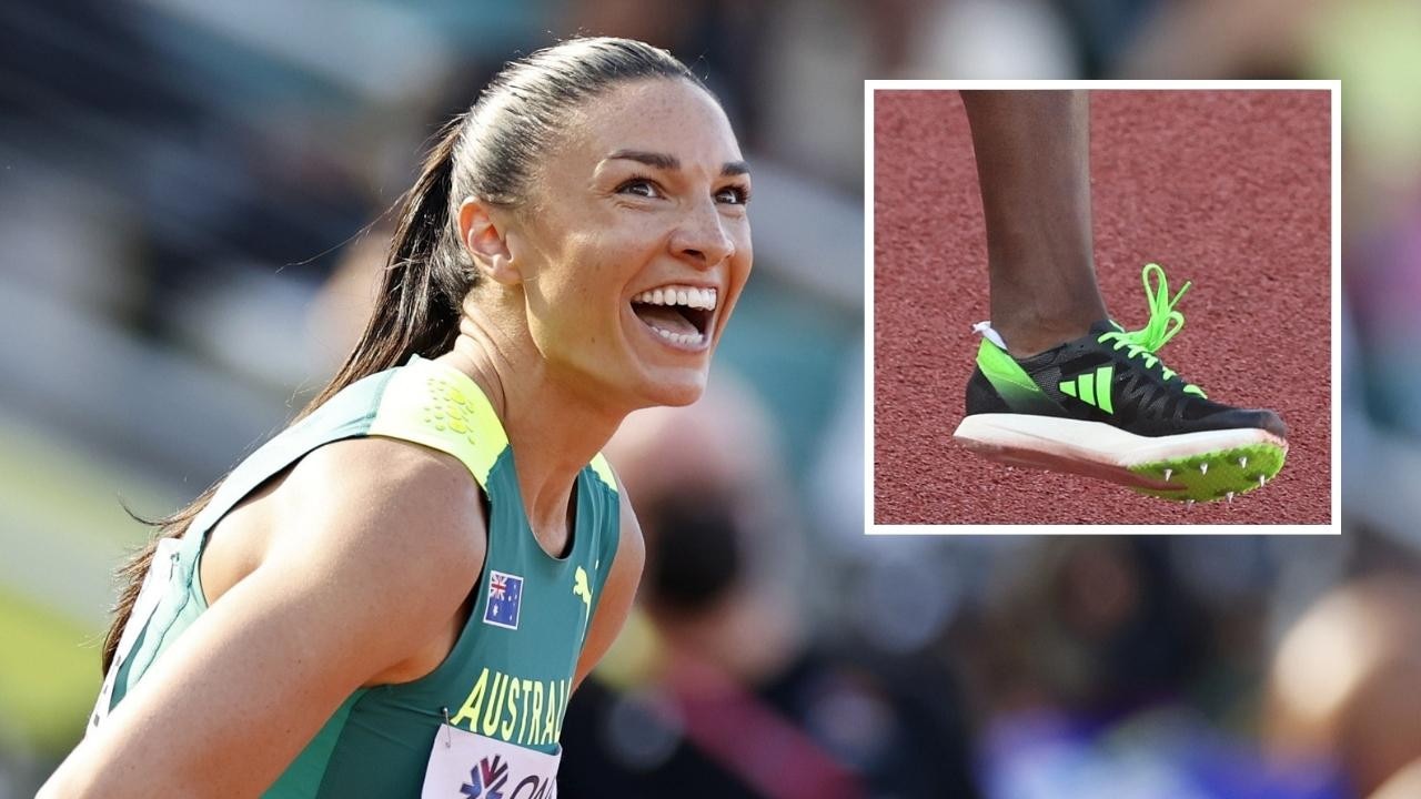 Michelle Jenneke and Tobi Amusan’s famous kicks. Photo: Getty.