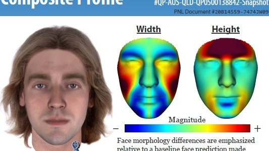 A DNA generated image of a man police want to to speak to in relation to the cold case murder of Owen Eddie Crabbe in May 1982. Picture: Supplied