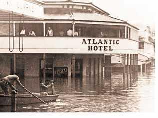 The Atlantic Hotel during a Mary St flood.  Mama and Papa's Pizzeria is now there. Picture: Contributed