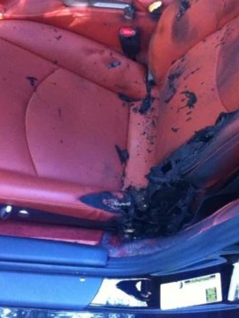 Damage to Scott “Kid Cudi” Mescudi’s car outside his Los Angeles home. Picture: US Federal Court Southern District of New York