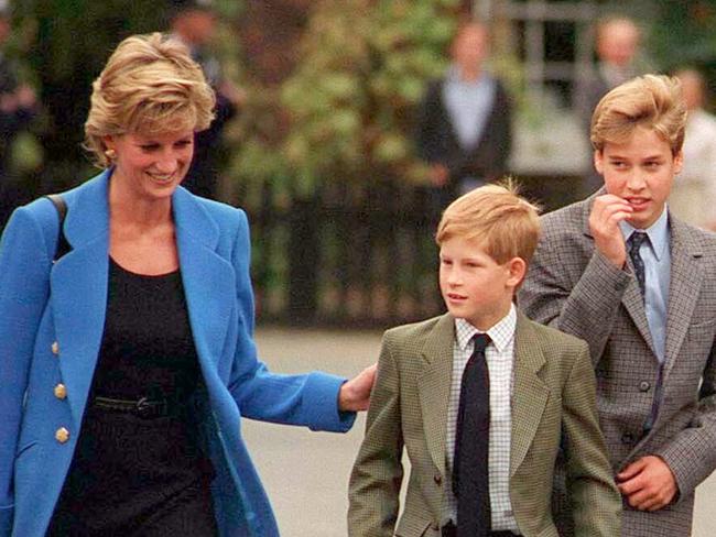 Prince William with Diana, Princess of Wales and Prince Harry. Harry has revealed they were given locks of their mother’s hair after her death. Picture: Anwar Hussein/WireImage